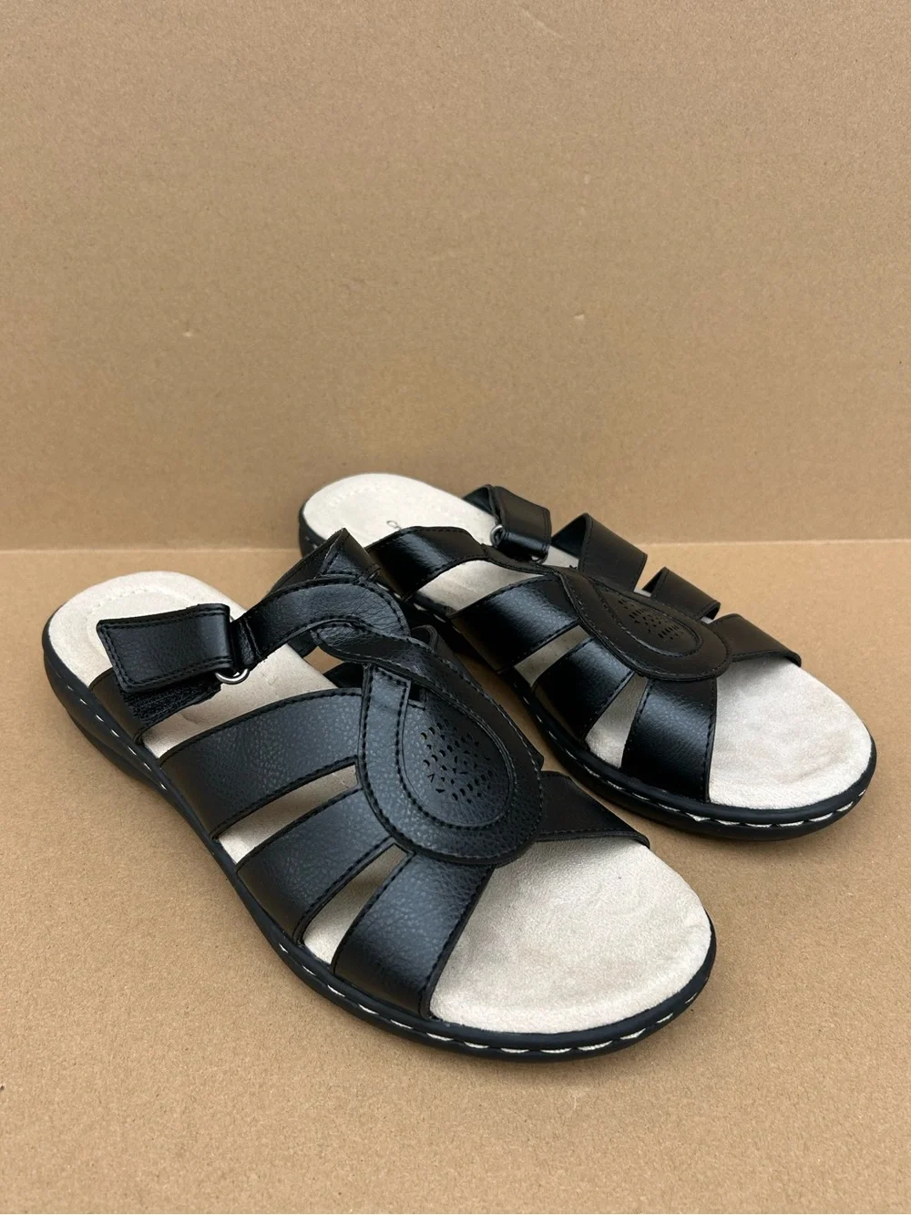 Croft & Barrow Dwelling Strappy Sandals Slip on Comfy Women’s sz 10M Black